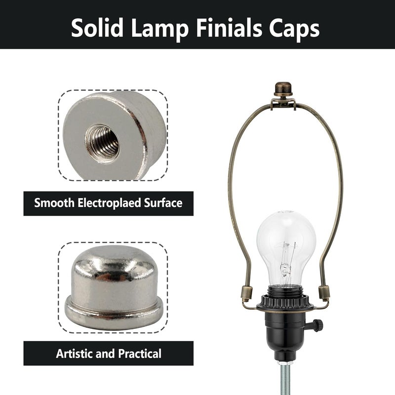 AUXBC 4PCS Solid Lamp Finials Caps Tapped, Knob On Top of The Harp Lampshade Stand, Harp Lamp Finial Knob, 1/2 inch Tall, Bronze - Image 4